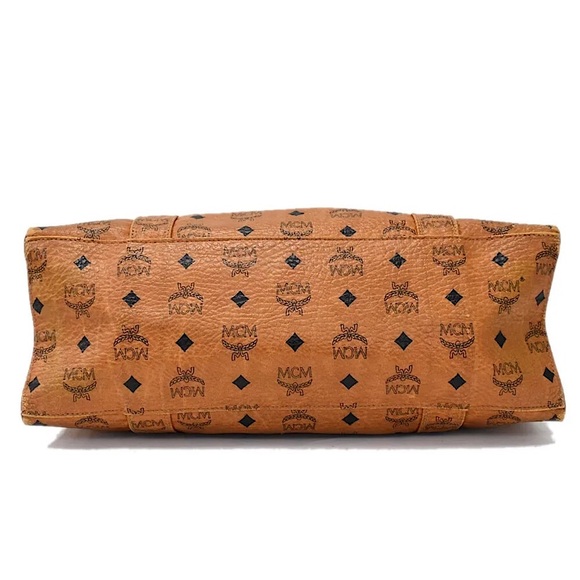 MCM Cognac Vicetos Top Zipper Shoulder Briefcase Work Bag Authentic EUC - Picture 6 of 17